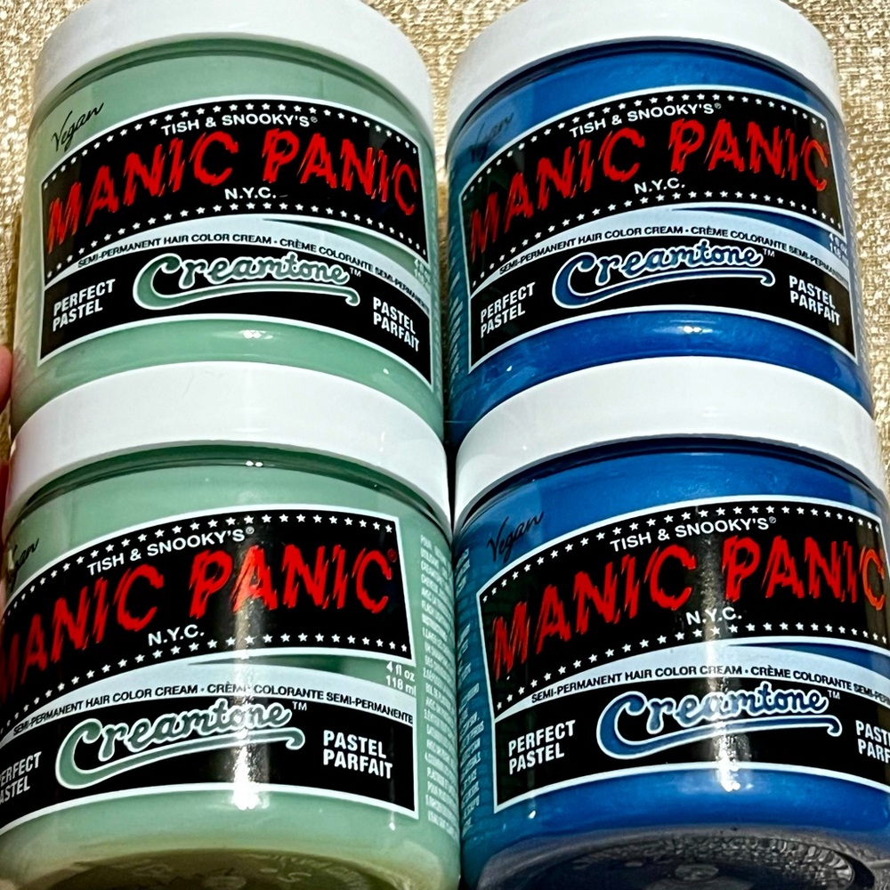 Lot of Four Standard Sized Jars Manic Panic Blue Angel and Sea Nymph Creamtones
